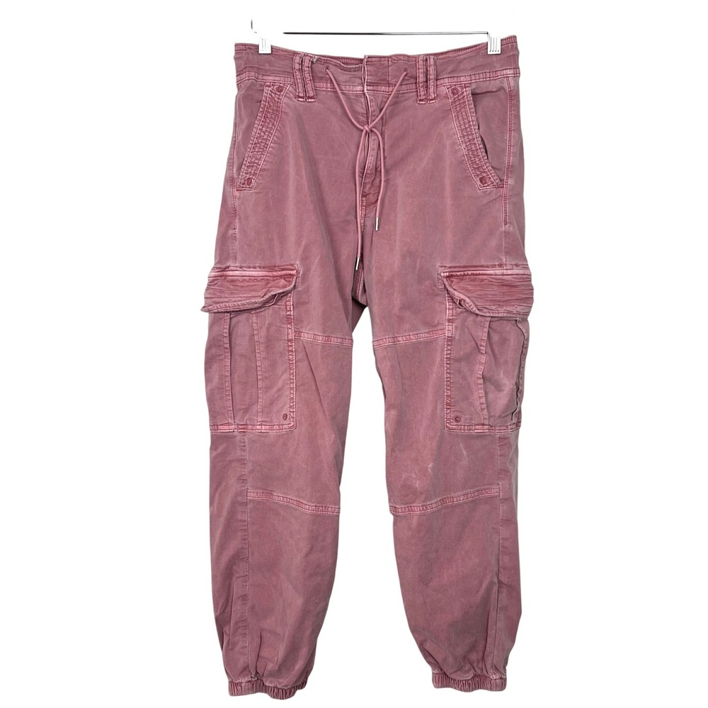 American Eagle Womens Super High-Rise Baggy Jogger Cargo Pants Pink Size 8 Short